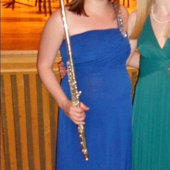 Classy Sapphire Blue Formal Evening Gown Dress - Picture 7 of 7